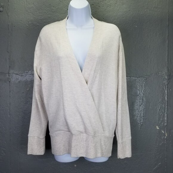 Athleta Purana V Neck Wrap Sweatshirt Women's XS Toasted Brown Heather Ballet - Picture 2 of 16